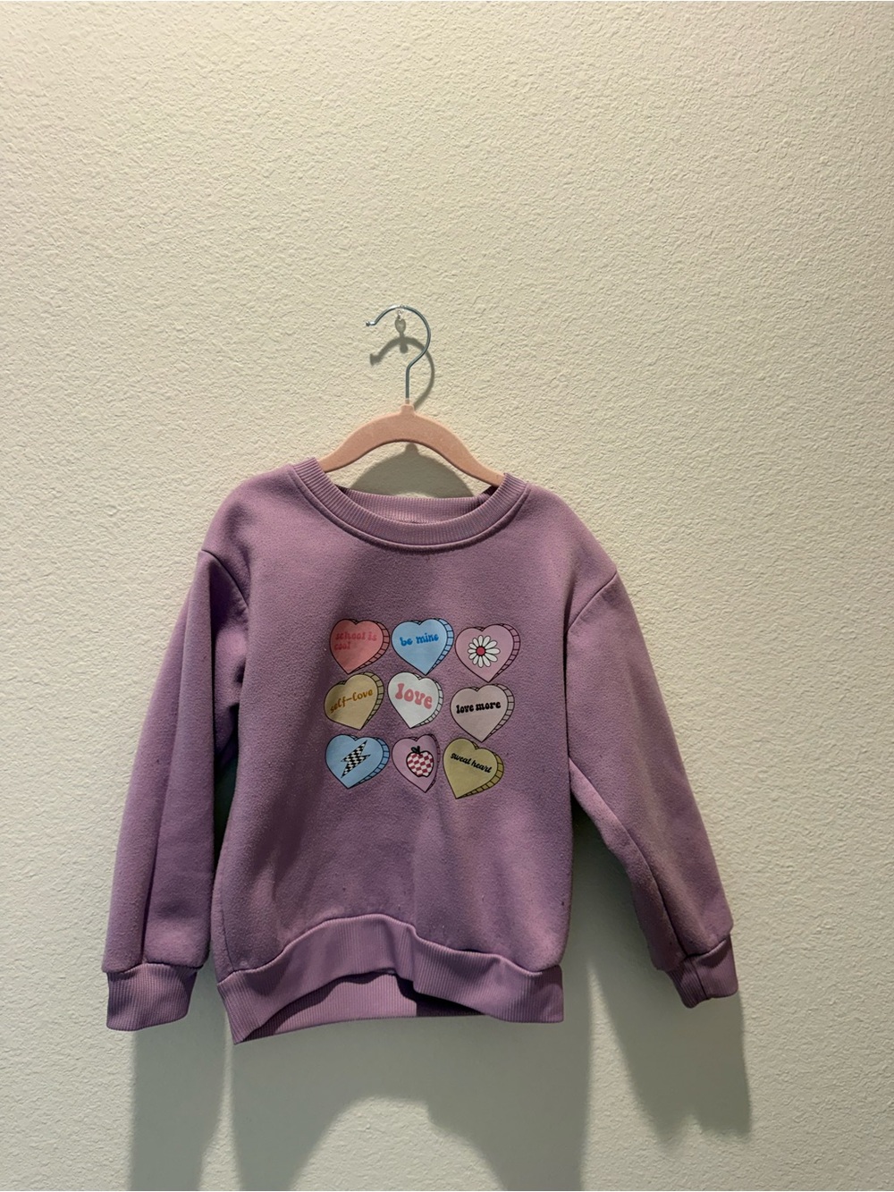Kids Lavender Heart Graphic Sweatshirt